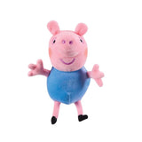 Peppa Pig brother George plush toy character wearing a blue outfit, standing against a plain white background.