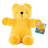 Yellow Big Ted teddy bear with a 'Play School' tag on a white background