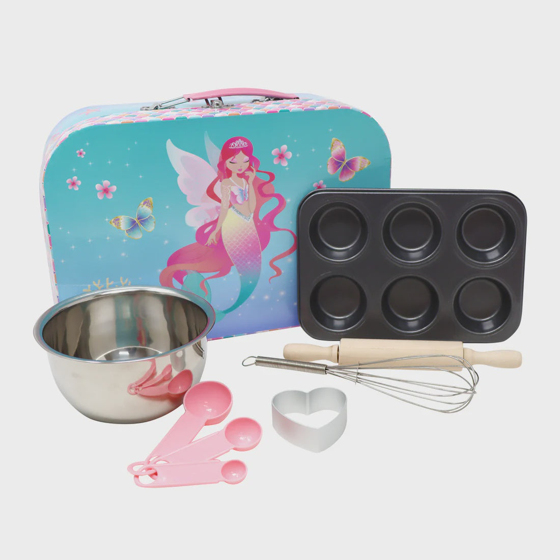 Shimmering Mermaid 6 piece Kids Baking Set &amp; Carry Case
