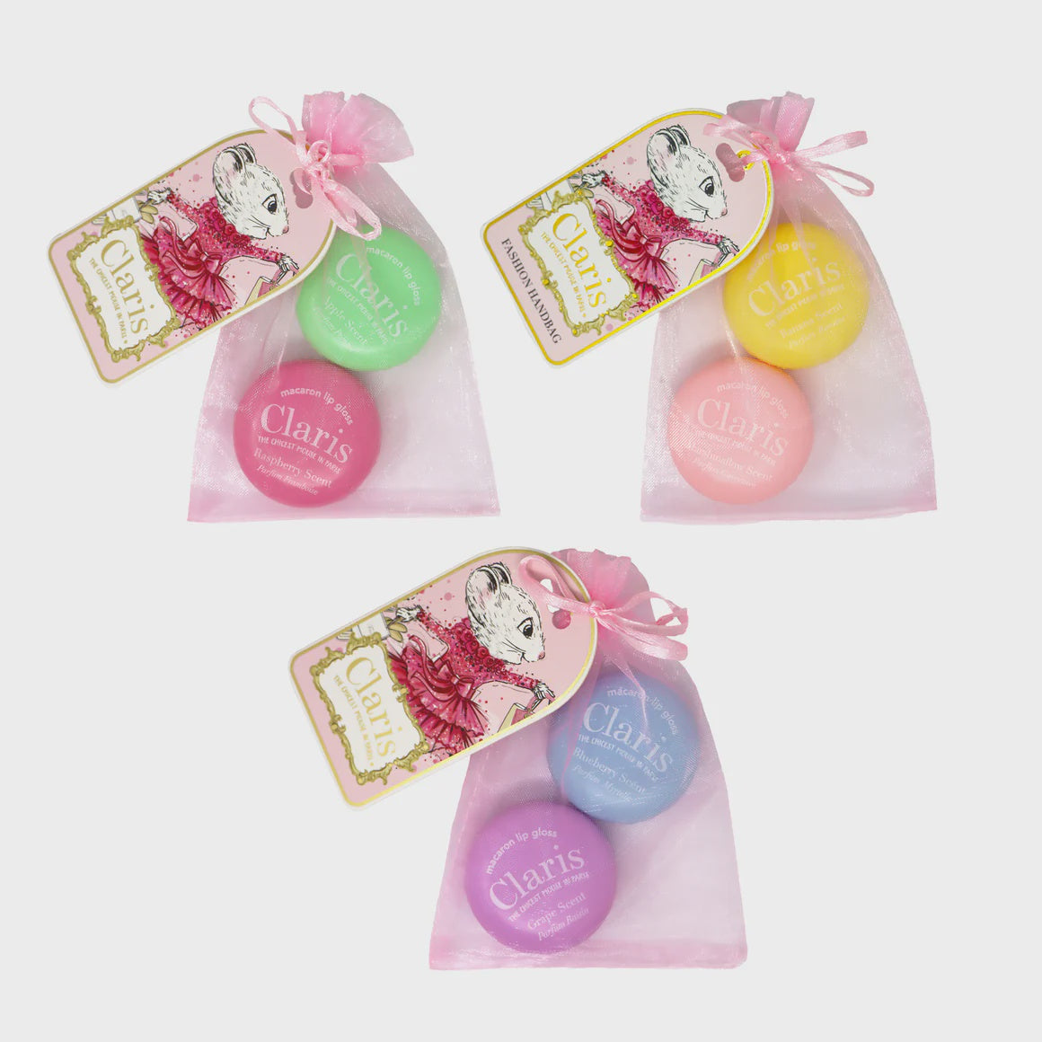 Claris Macaron Lip Gloss Set - Choice from 3 Pairs of Scents