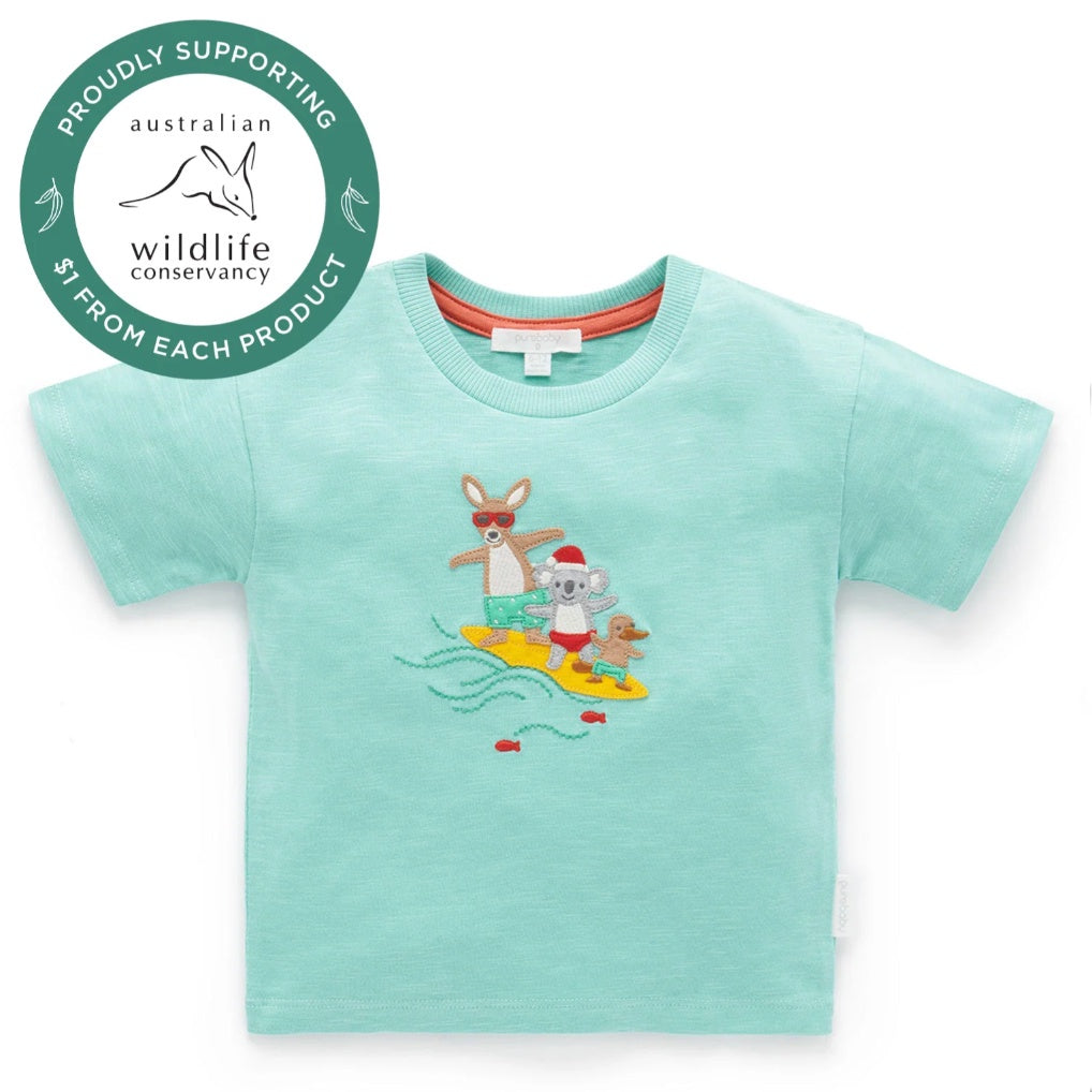 Purebaby | Christmas Surfers T-shirt - Green