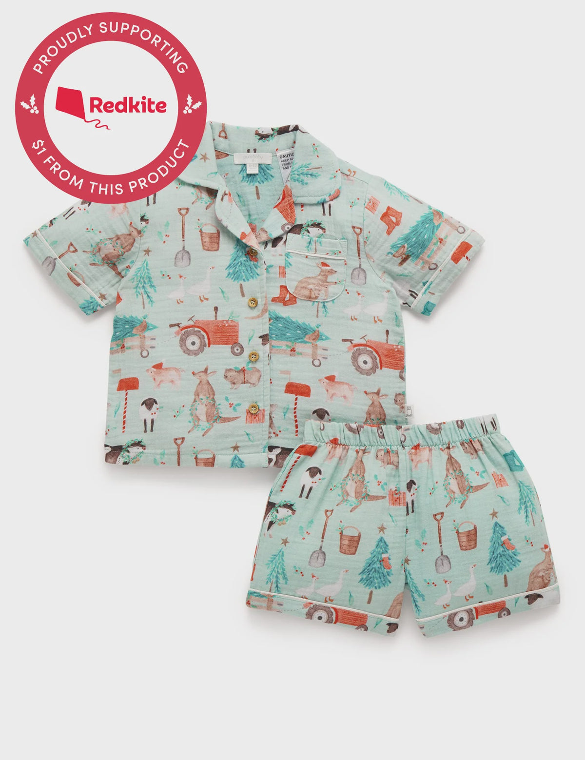Short Crinkle PJ Set - Farmyard Christmas Crinkle