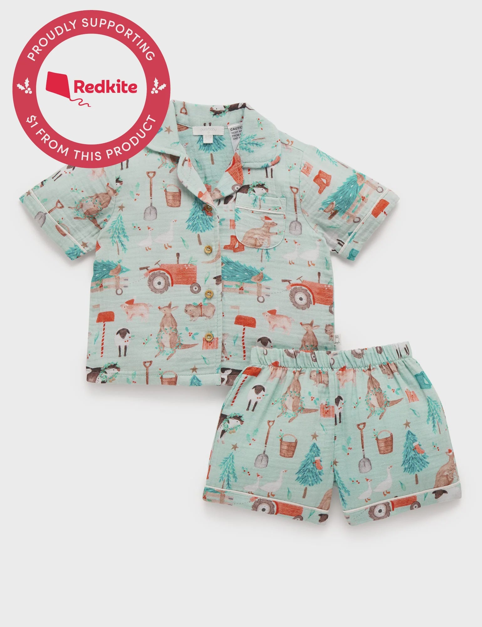 Short Crinkle PJ Set - Farmyard Christmas Crinkle