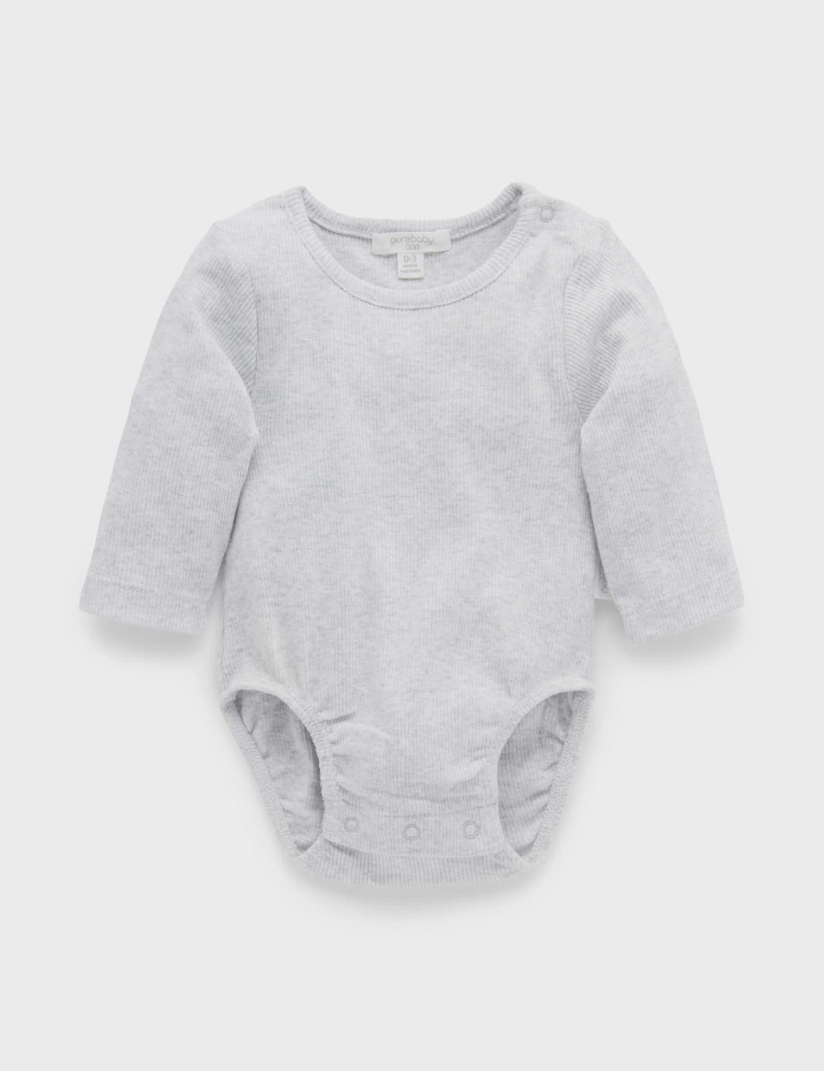 Ribbed Bodysuit Long Sleeve - Pale Grey Melange