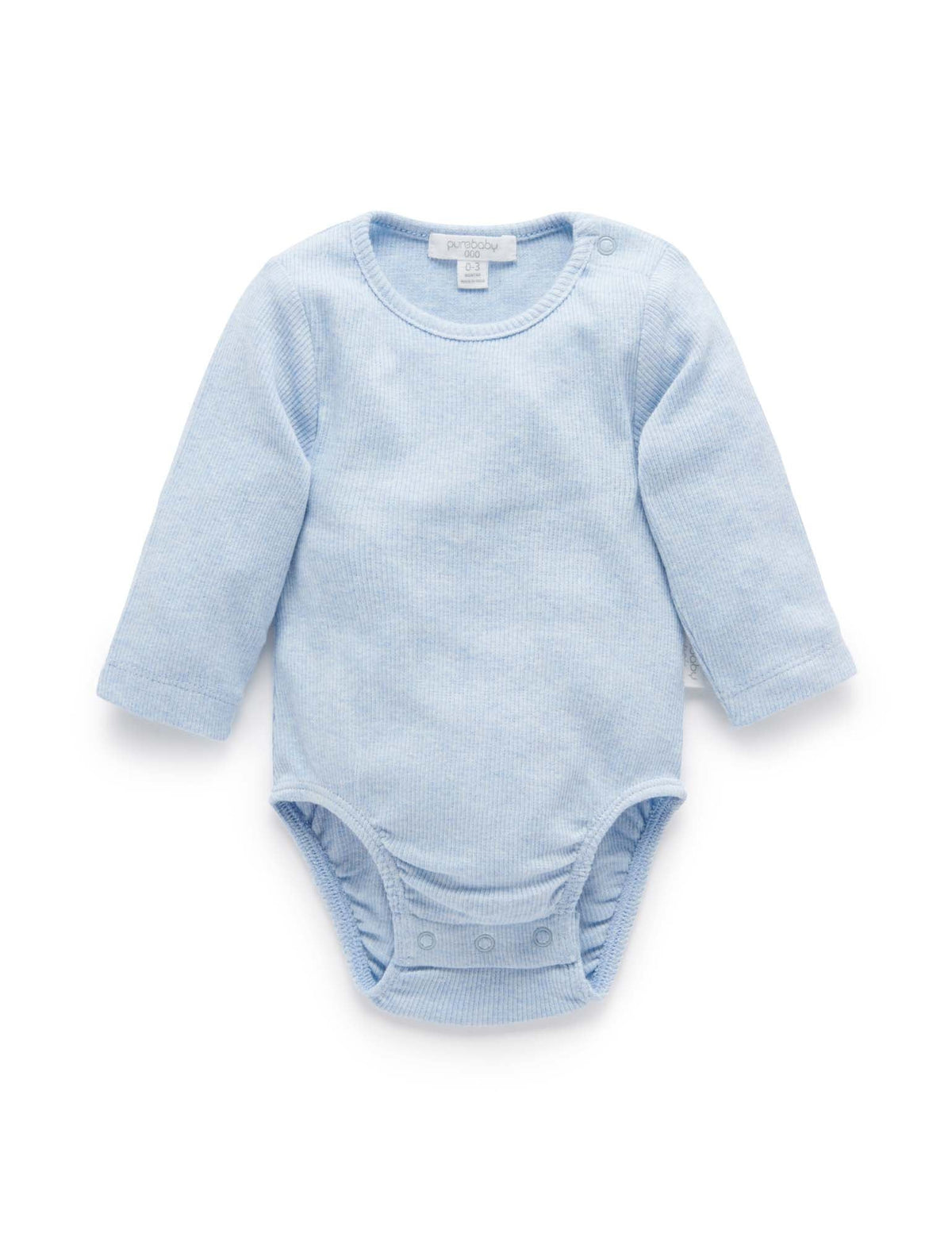 Ribbed Bodysuit Long Sleeve - Pale Blue Melange