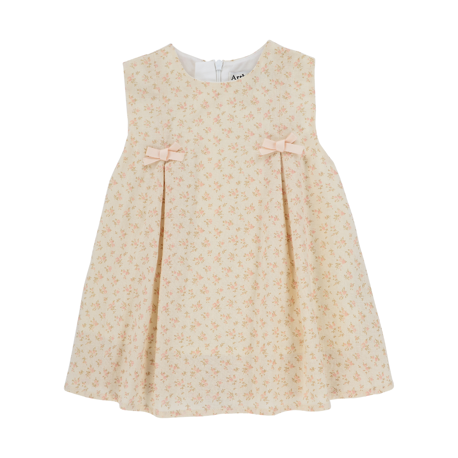 Dusty Rose Peach Rose Bow Dress