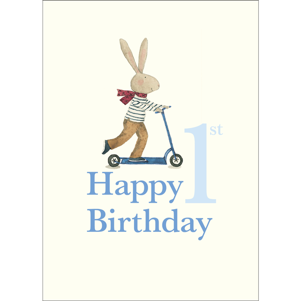 Card - Happy 1st Birthday| Boy on Scooter - Ruby Red Shoes