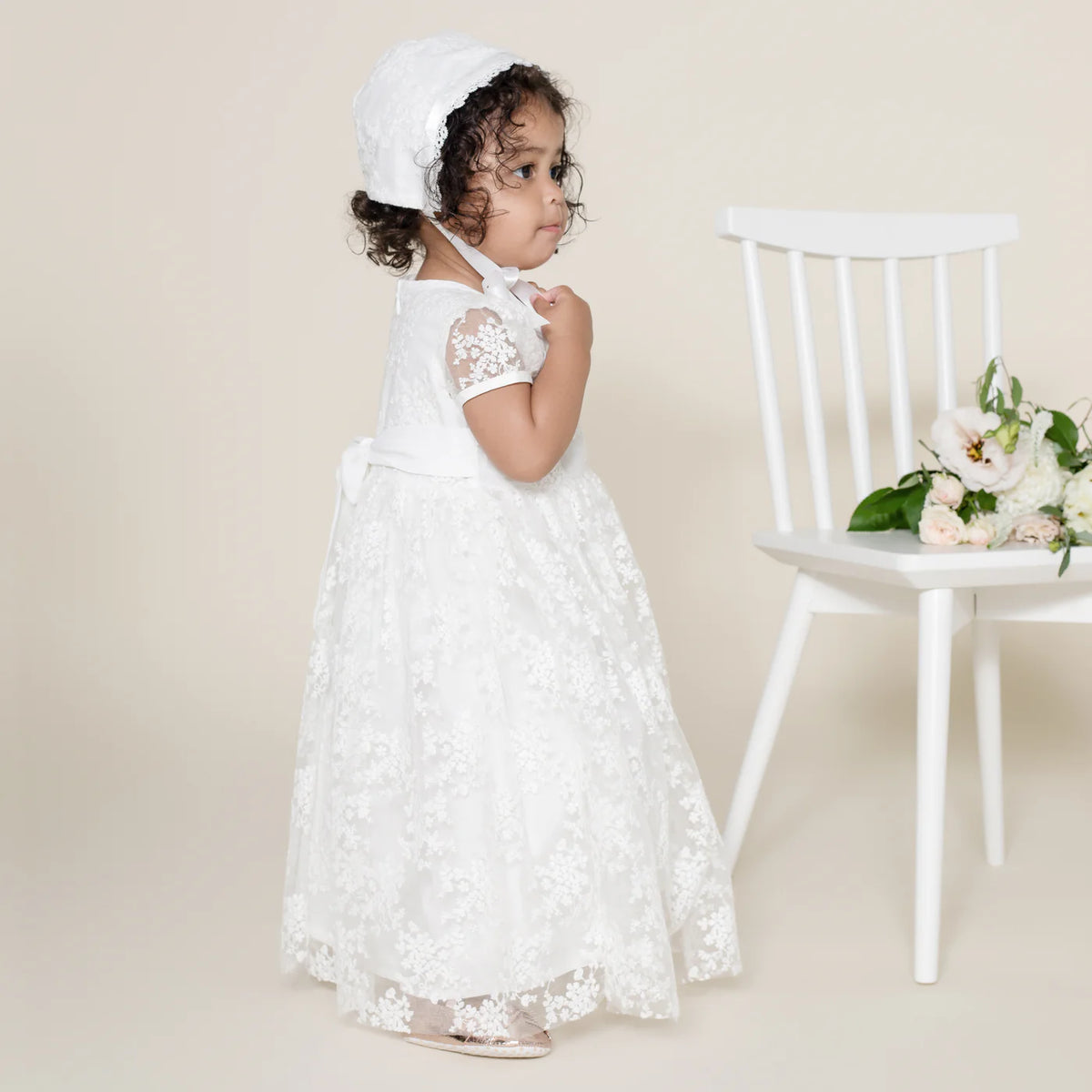 Designer Kidz | Sophia Christening Bonnet - Ivory