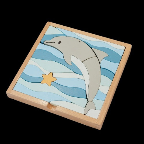 Stellavan &amp; Papa - 3-in-1 Small Block Puzzle, Dolphin
