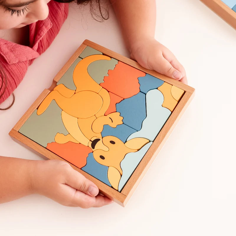 Stellavan &amp; Papa - 3-in-1 Small Block Puzzle, Kangaroo