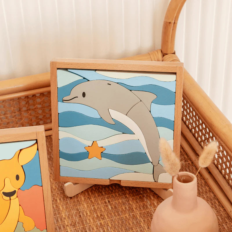 Stellavan &amp; Papa - 3-in-1 Small Block Puzzle, Dolphin