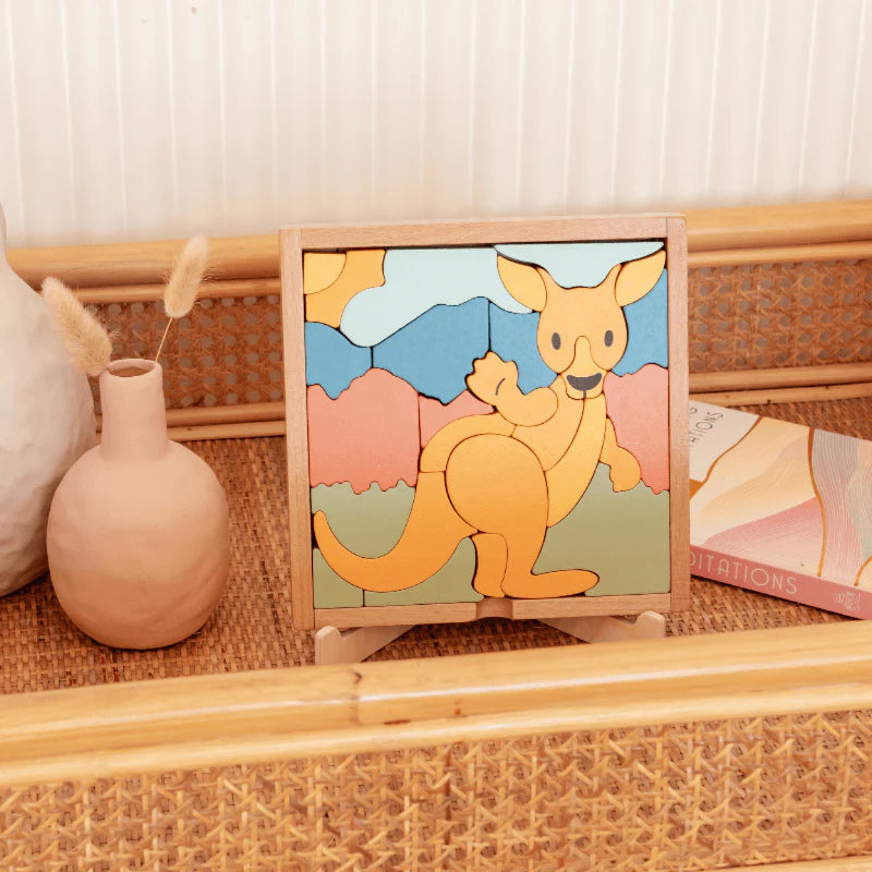 Stellavan &amp; Papa - 3-in-1 Small Block Puzzle, Kangaroo