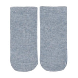 A pair of light blue knit ankle socks displayed flat against a light gray background.