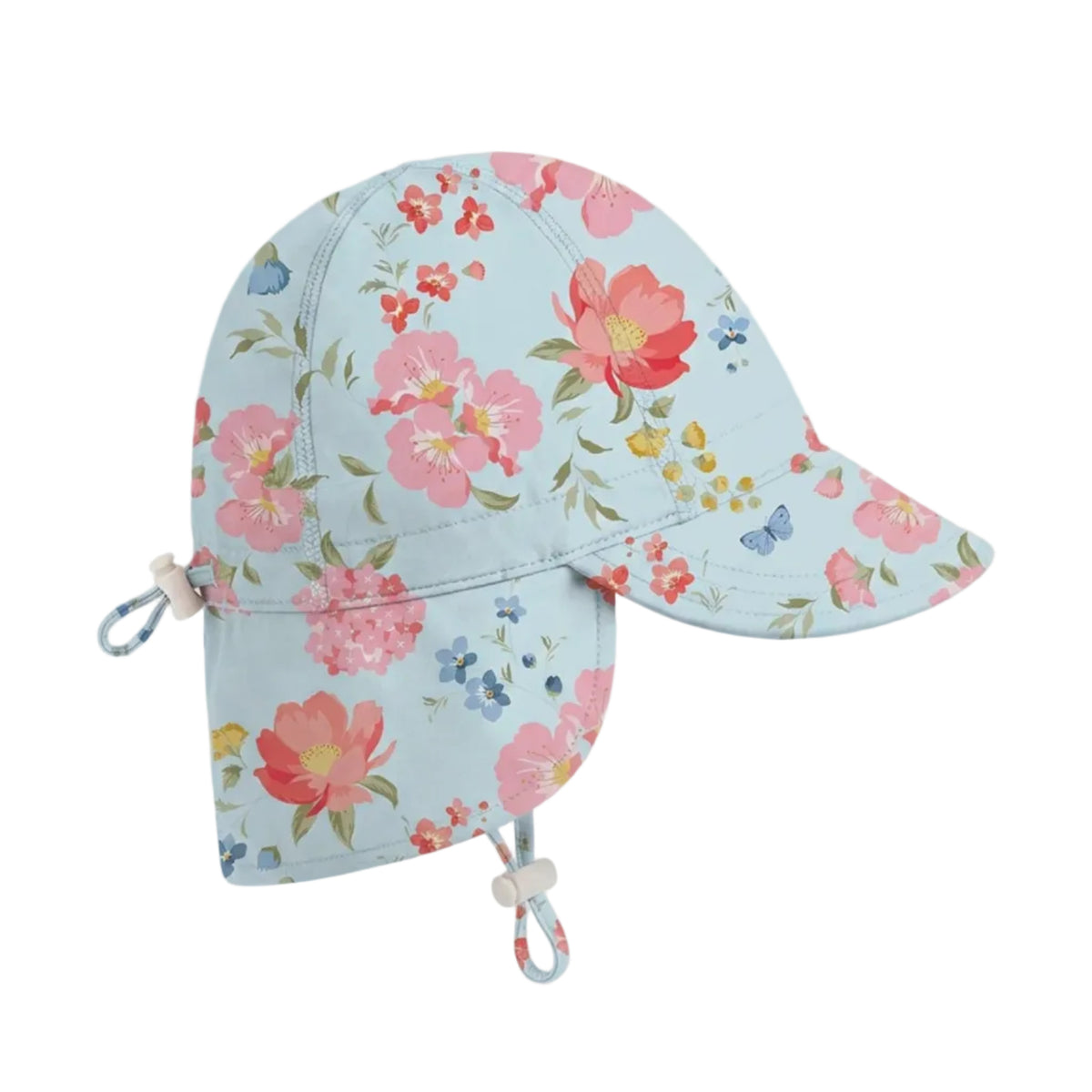 floral pattern with pale blue background swim flap hat 