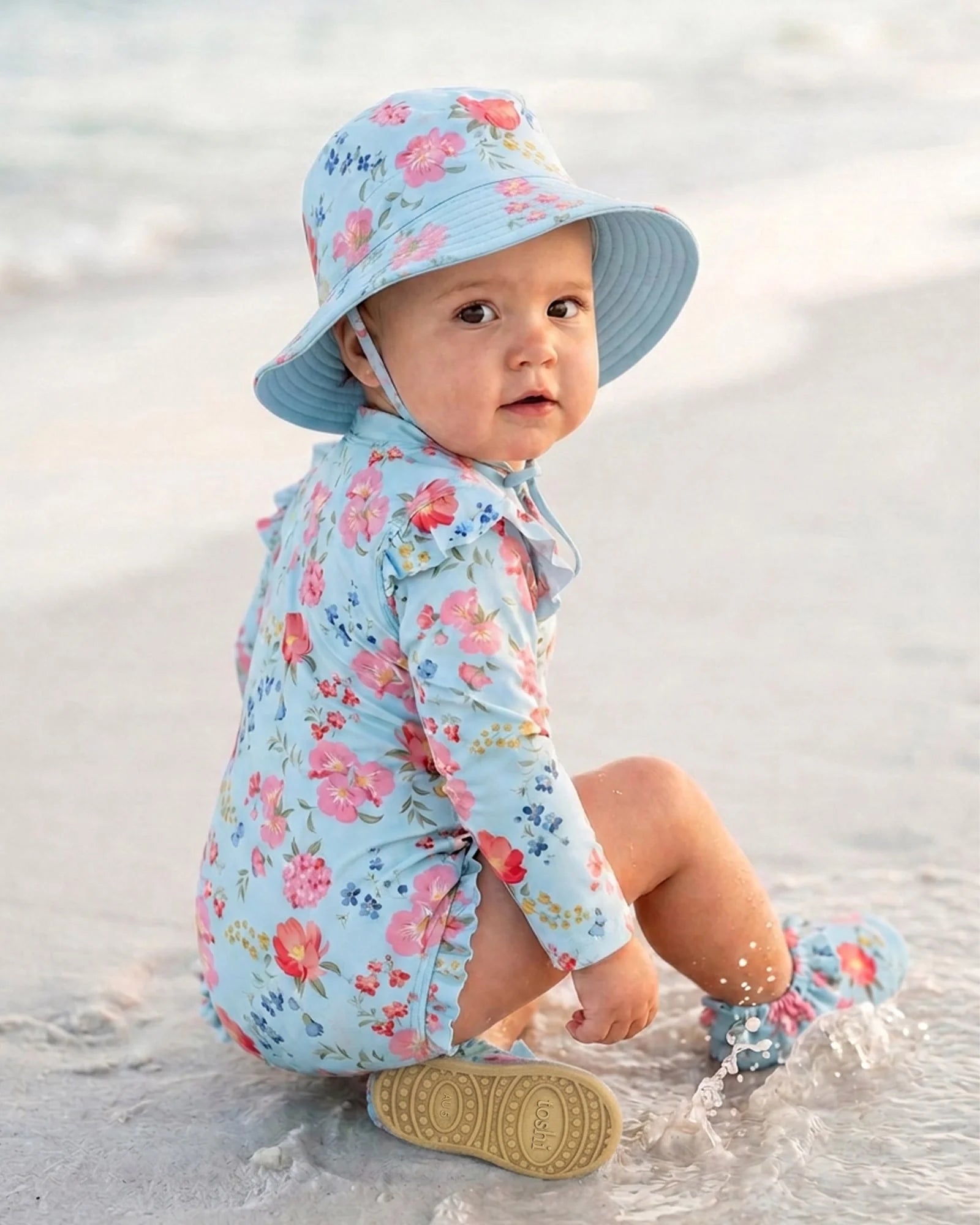 Swim Sunhat - Twinkle Aqua Garden