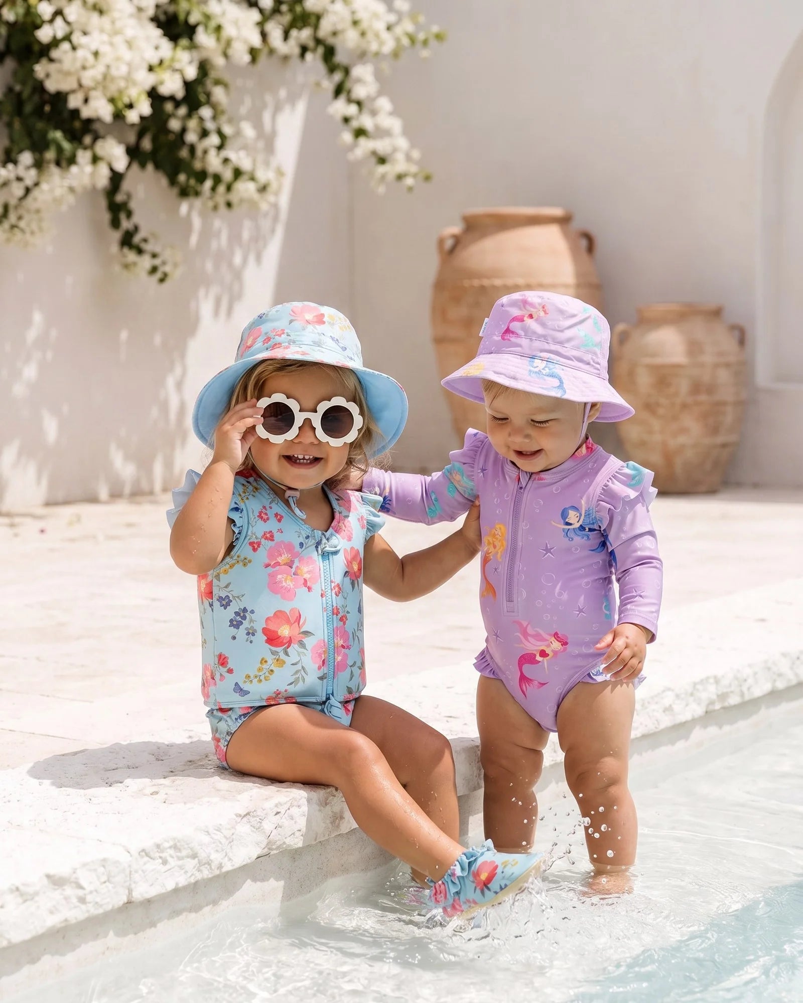 Swim Sunhat - Twinkle Aqua Garden
