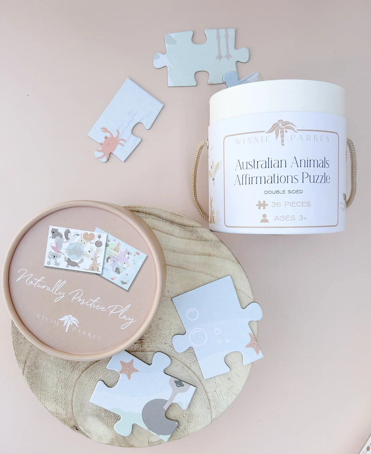 Double-Sided Australian Animal Puzzle with Positive Affirmations