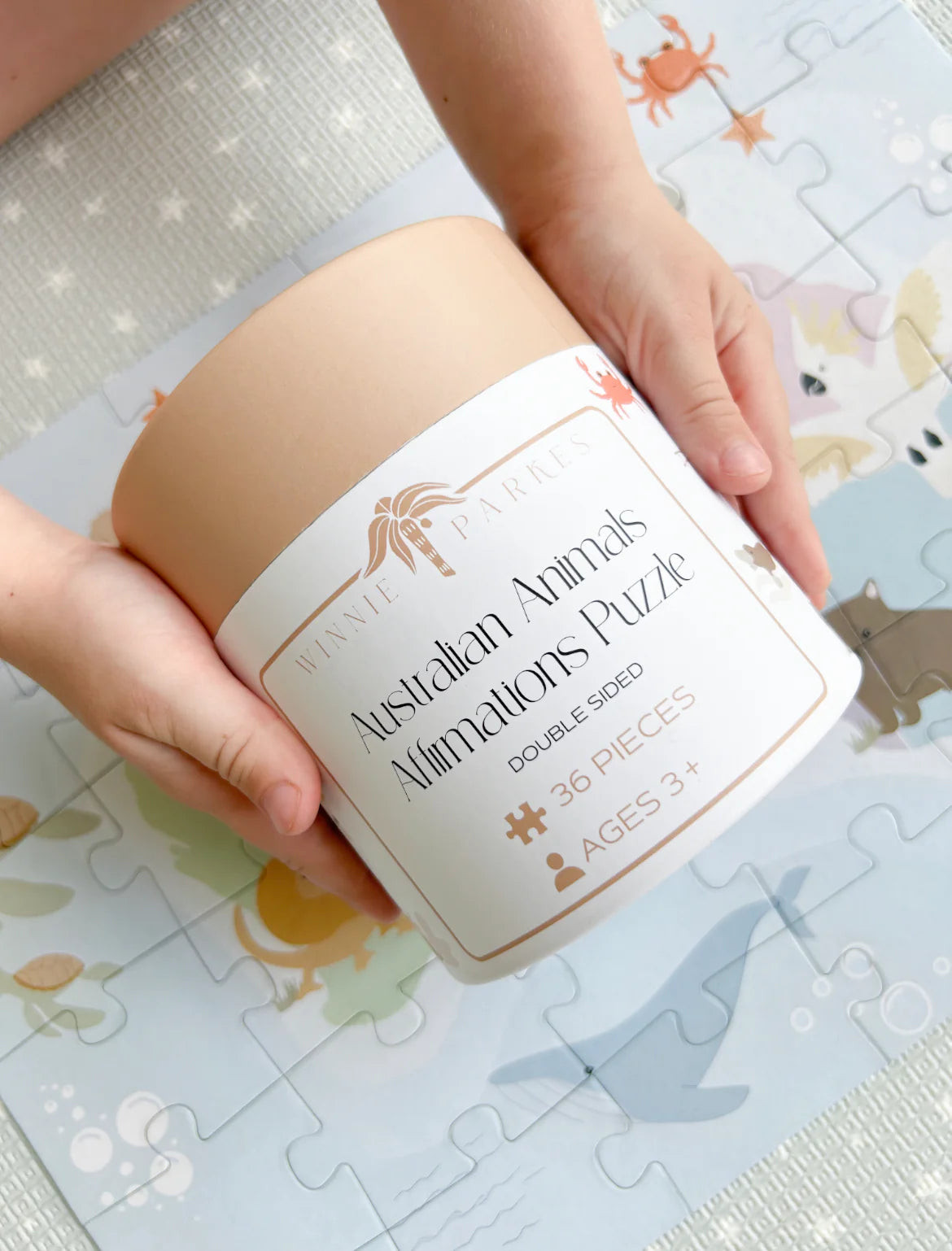 Double-Sided Australian Animal Puzzle with Positive Affirmations