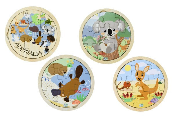 WOODEN 9PCS JIGSAW PUZZLE AUSTRALIAN ANIMALS -  4 Designs
