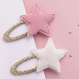 Pink & White Velvet Star Hair Clips