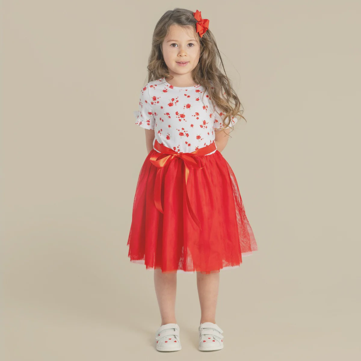Designer | Alyssa Floral S/S Tutu Dress - Red