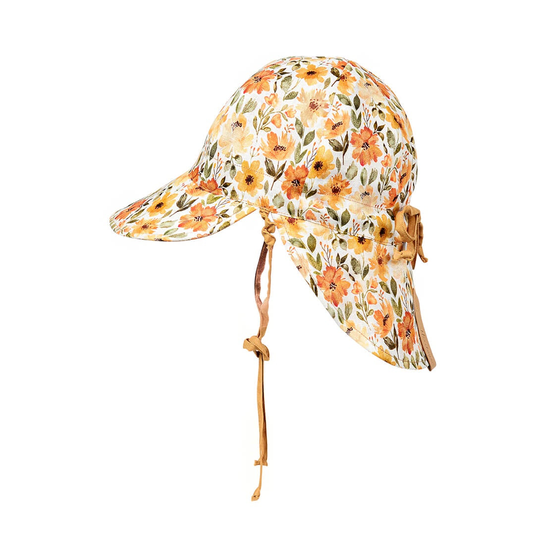 Bedhead | &#39;Lounger&#39; Baby Reversible Flap Sun Hat - Margaret / Maize