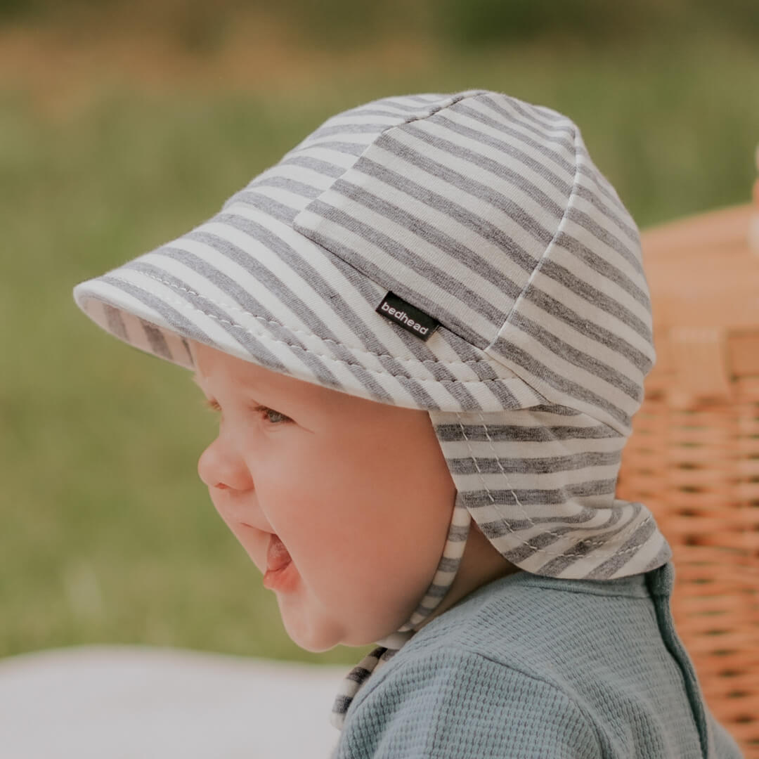 Bedhead | Legionnaire Flap Sun Hat - Grey Stripe