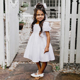 Designer Kidz | Noa Puff Sleeve Bow Back Dress - Ivory