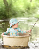 toshi | Swim Onesie L/S Ripple / Waratah Mint