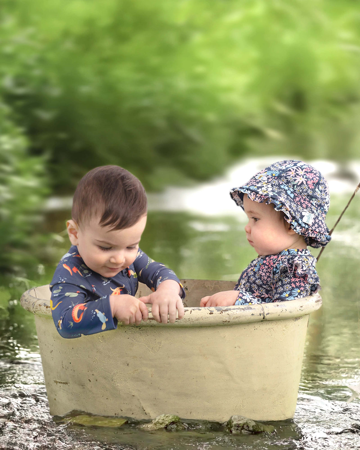 toshi | Swim Onesie L/S Splash / Kakadu Moonlight