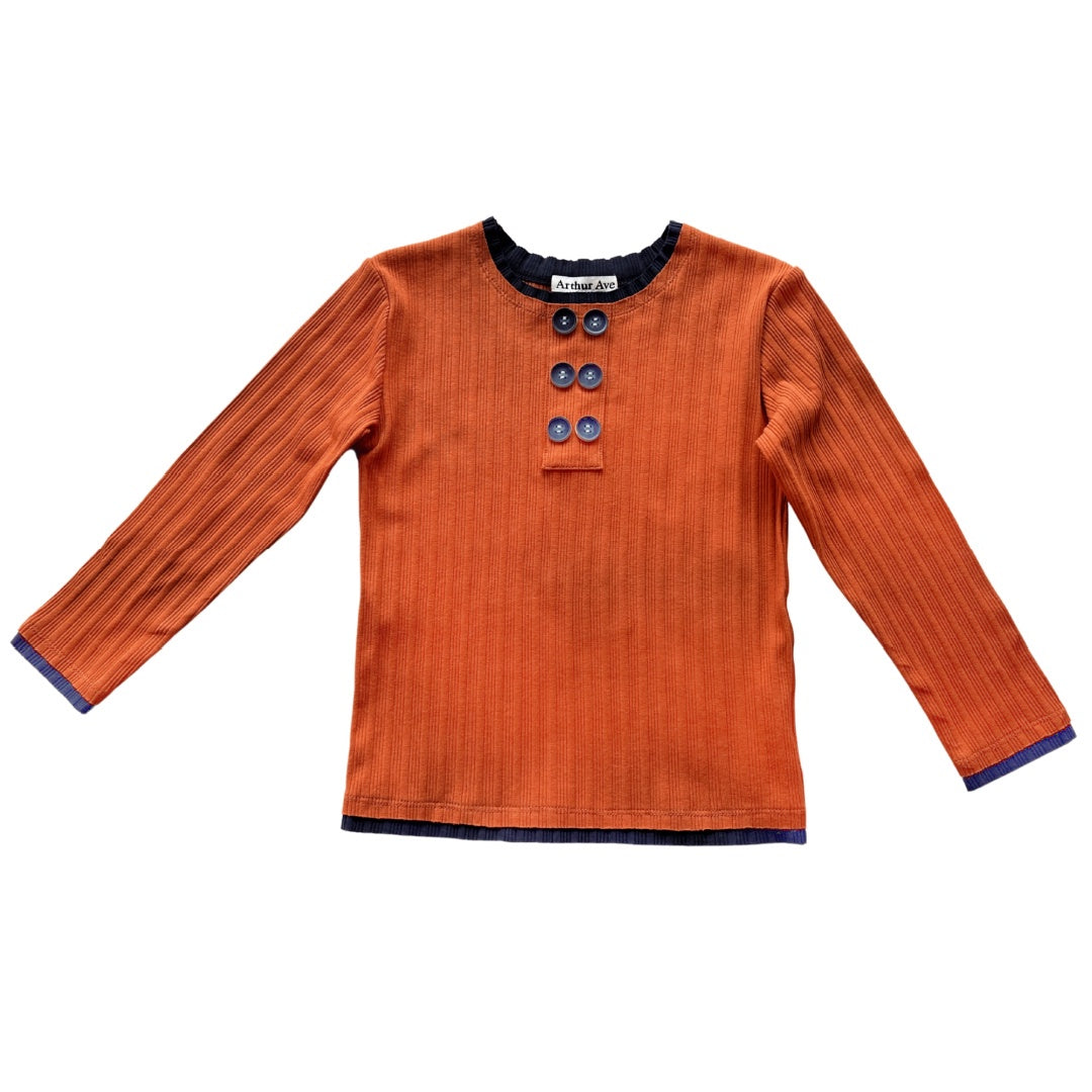 Arthur Ave - Burnt Orange Button Top