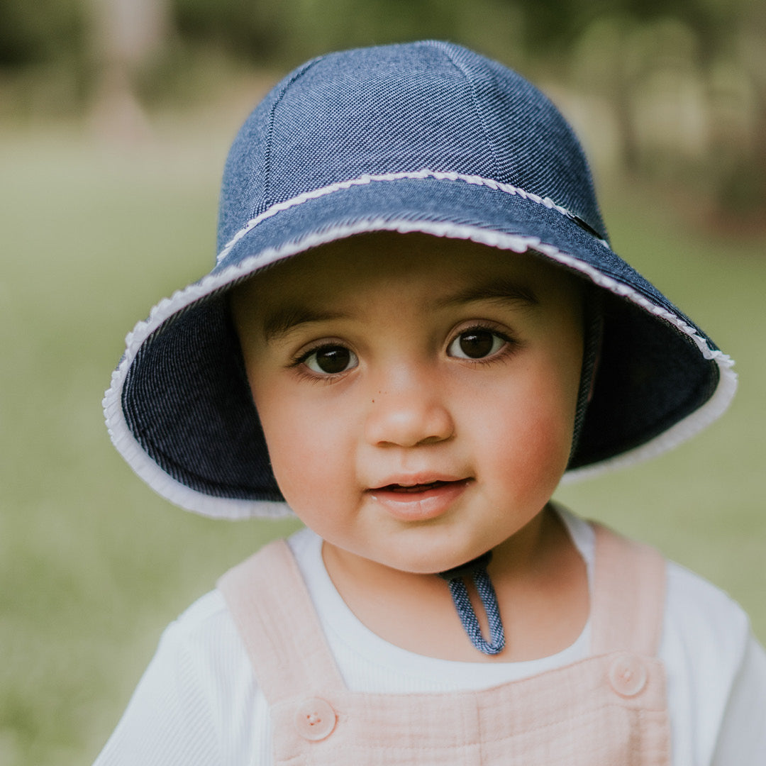 Bedhead - Baby Bucket Hat - Ruffle Trim - Denim