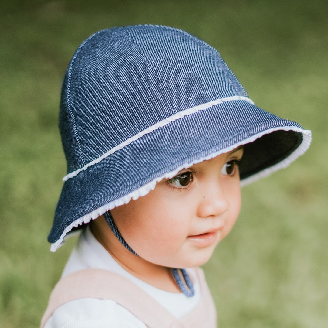 Bedhead - Baby Bucket Hat - Ruffle Trim - Denim