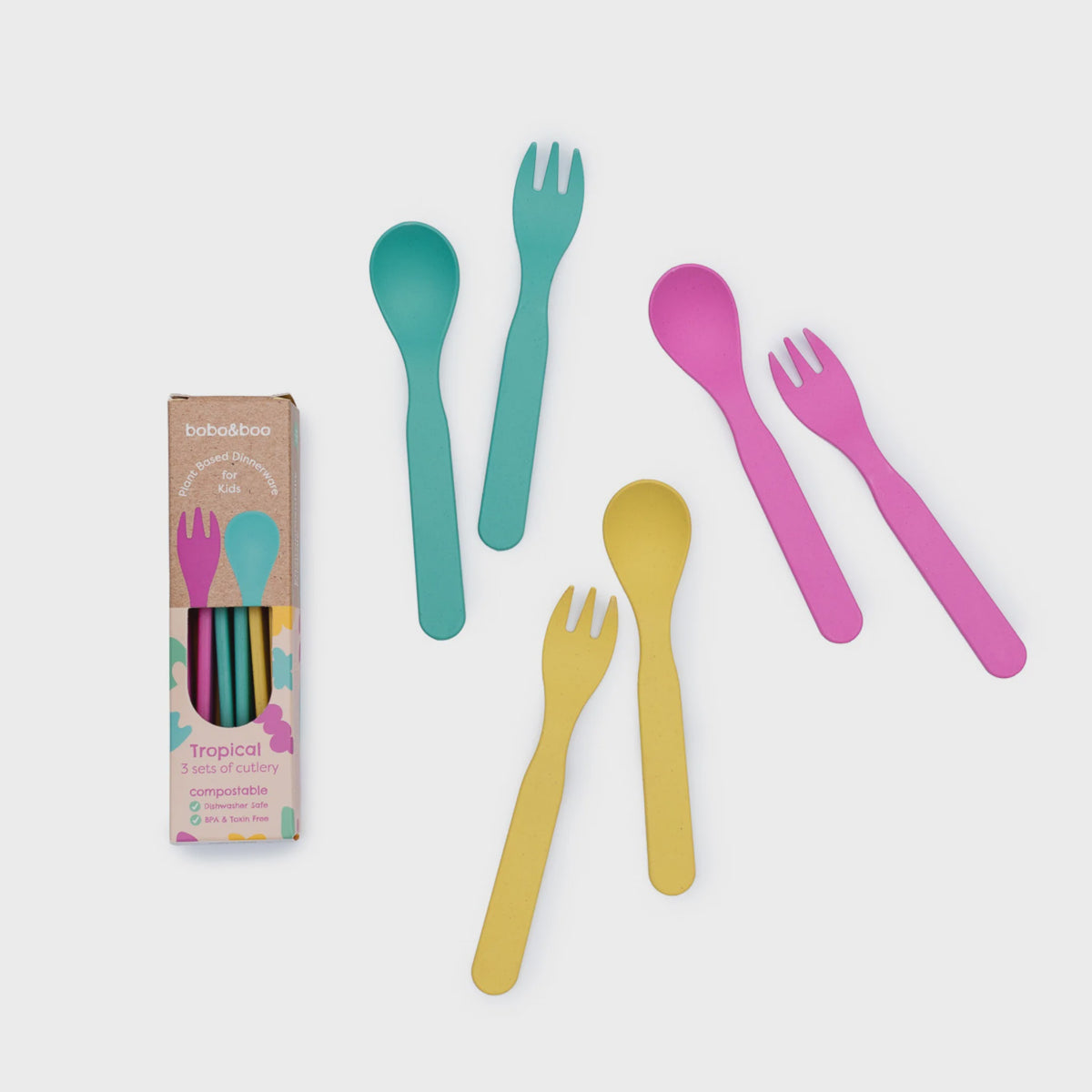Bobo &amp; Boo | Plant-Based 3 Pack of Cutlery Bundle - Tropical