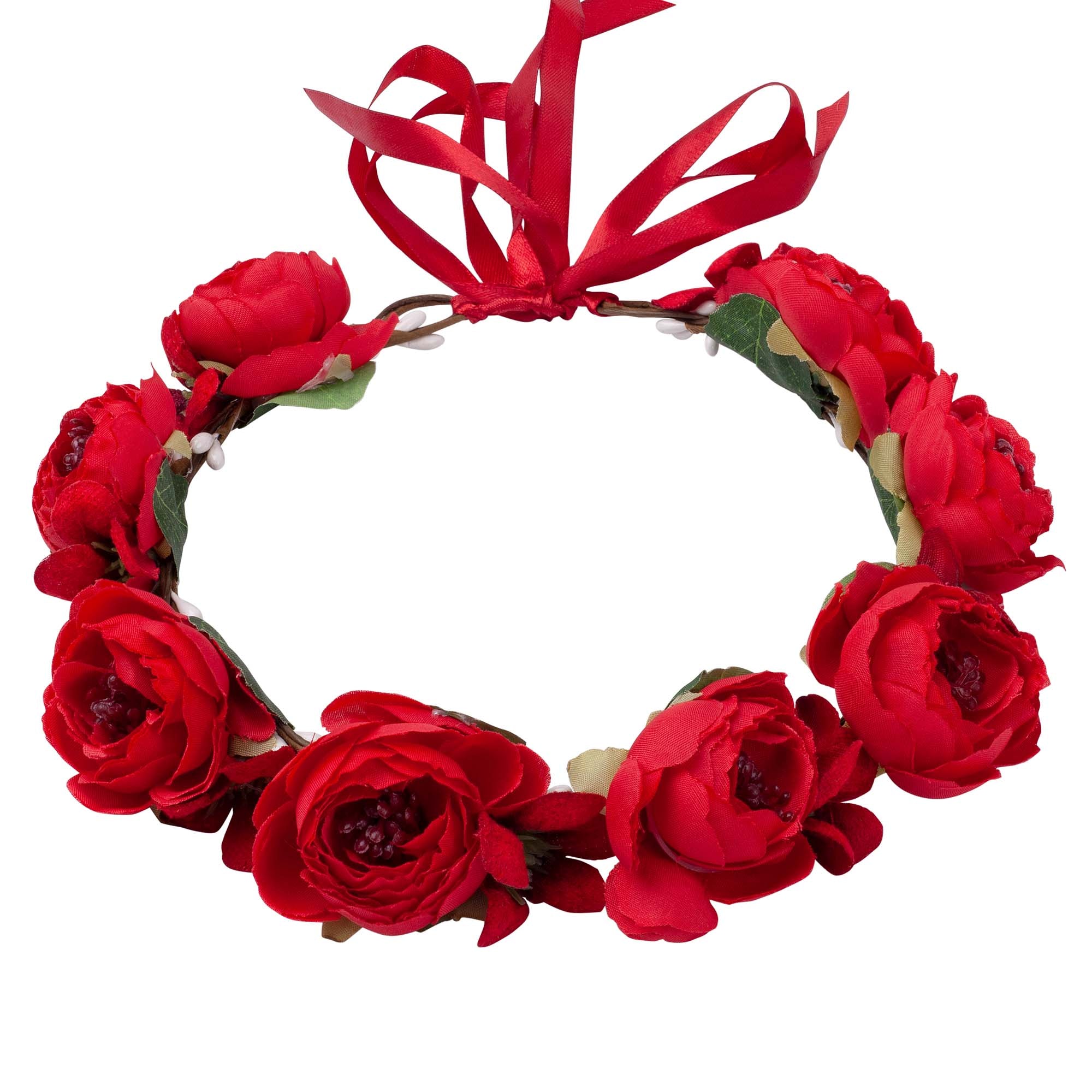 Ava Floral Crown - Red