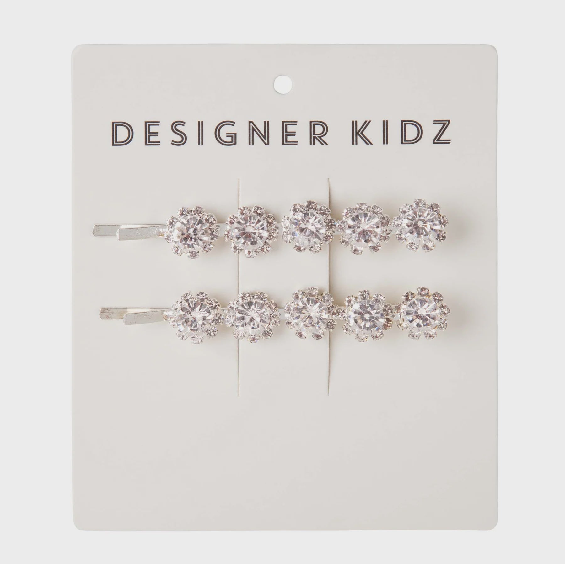 Designer Kidz | Sparkle Flower Hair Clip Pack - Silver - One Size