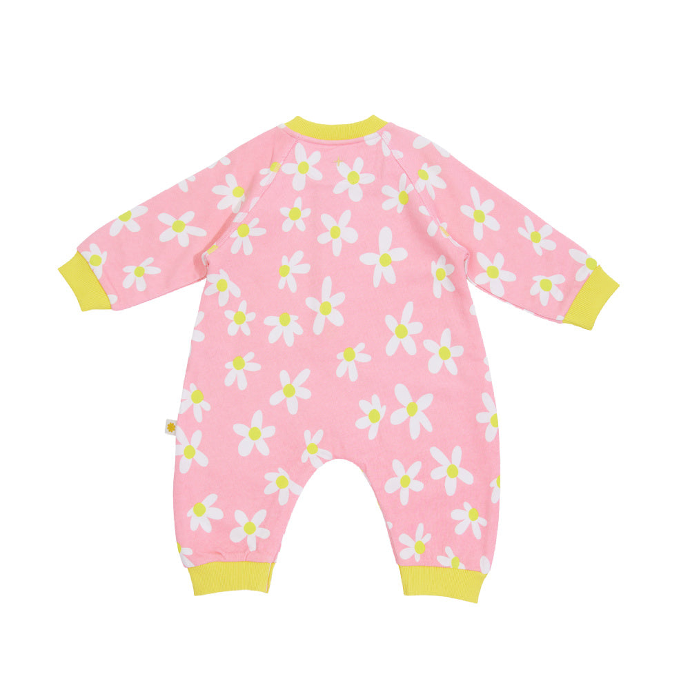 Dahlia Daisy Terry Relaxed Romper - Pink