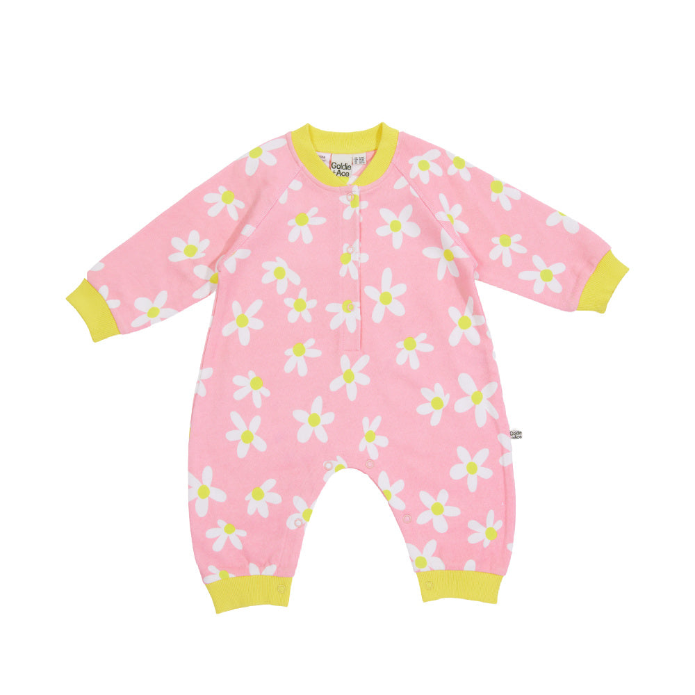 Dahlia Daisy Terry Relaxed Romper - Pink