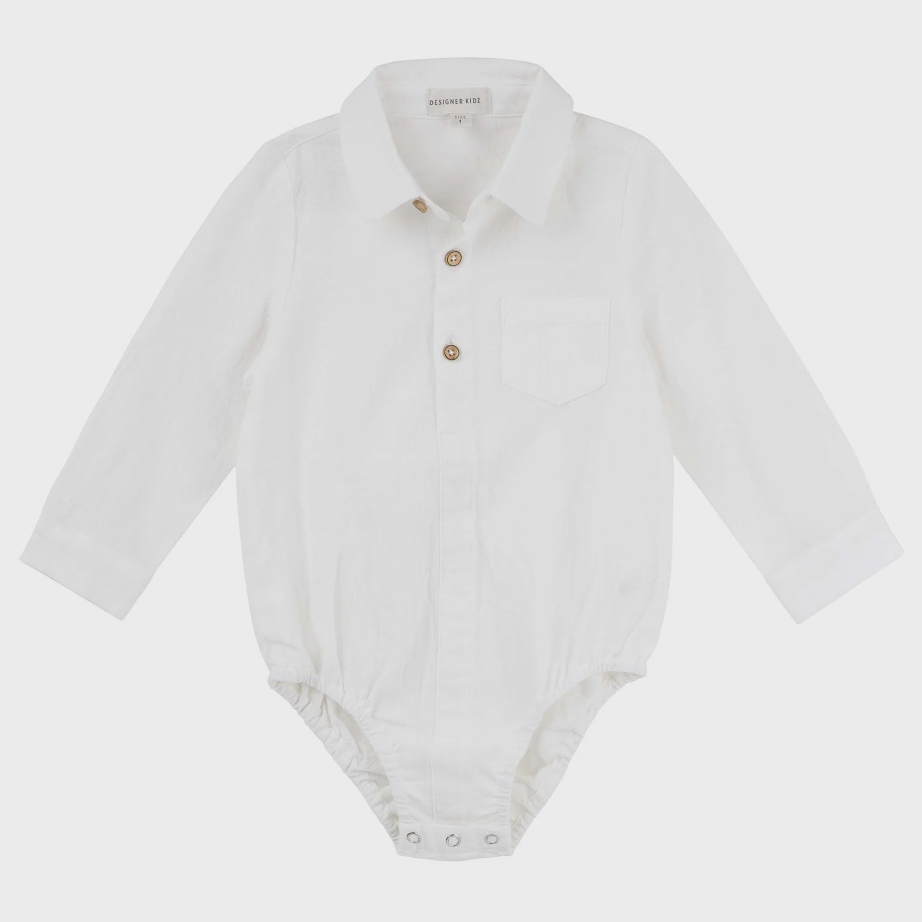 Archie L/S Button Romper - Ivory