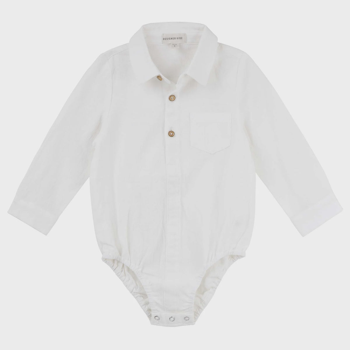 Archie L/S Button Romper - Ivory