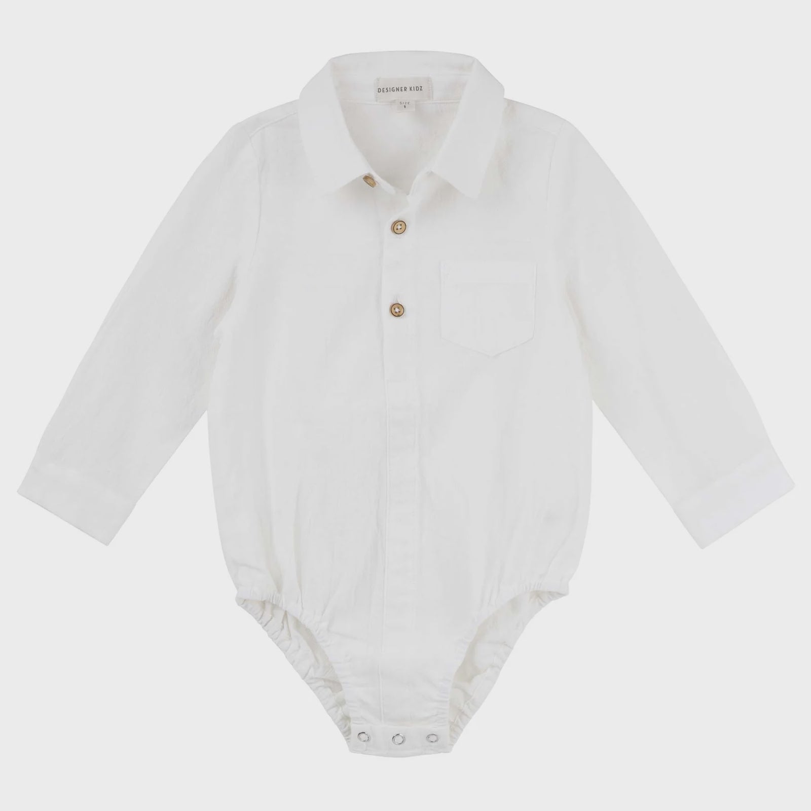 Archie L/S Button Romper - Ivory