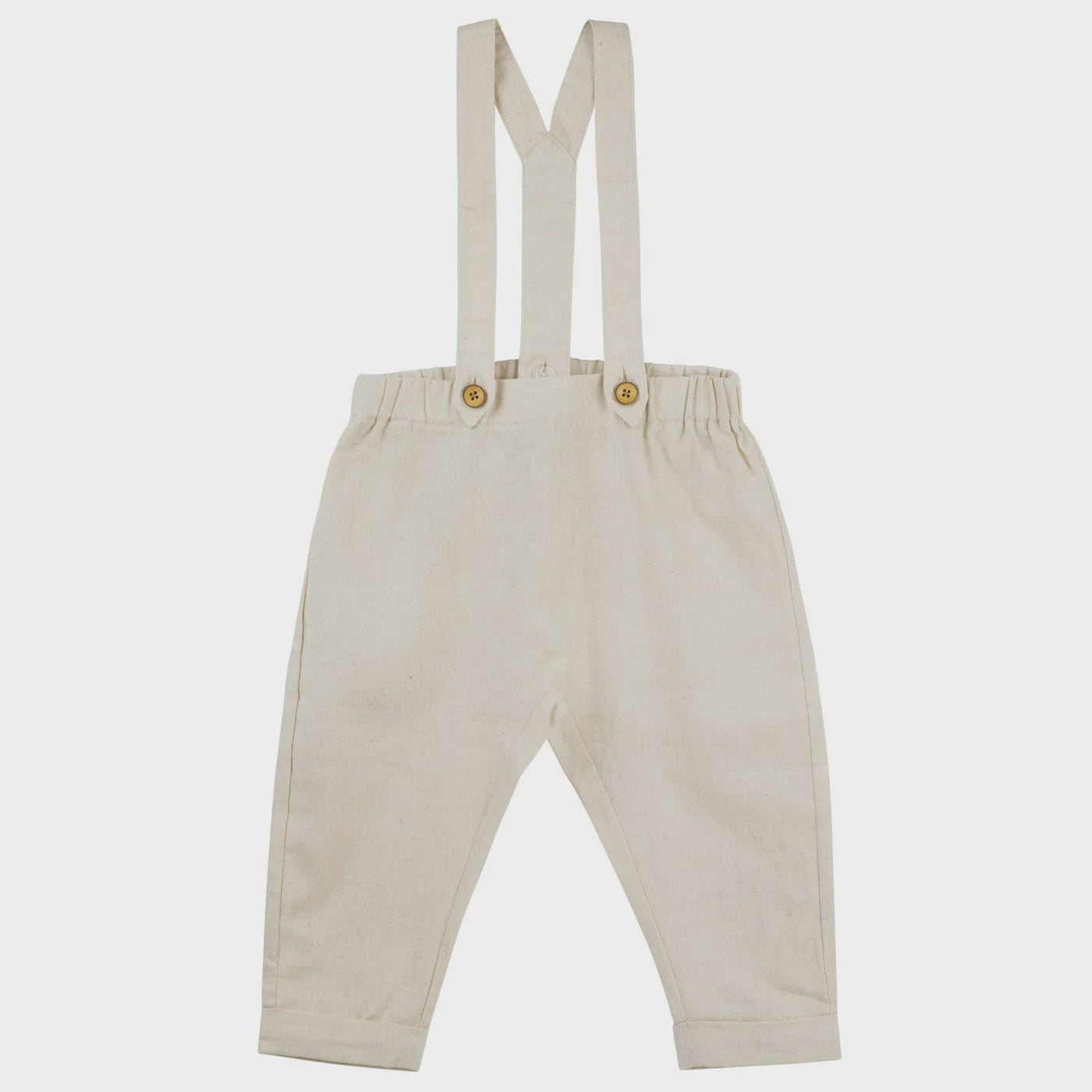 Designer Kidz | Finley Linen Suspender Pants - Sand