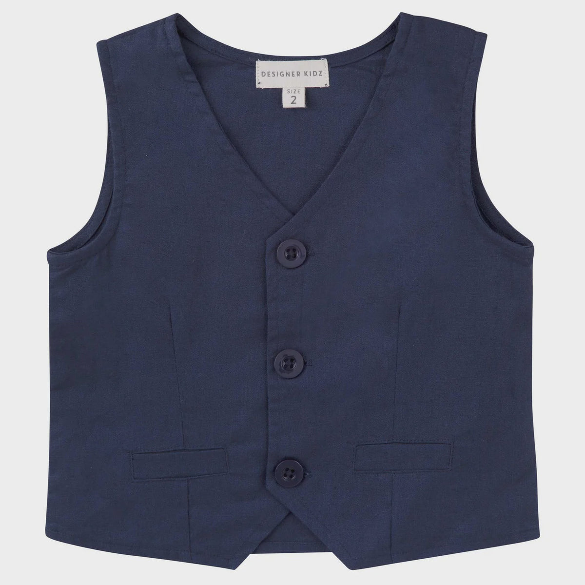 Finley Linen Vest - Navy