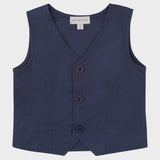 Finley Linen Vest - Navy