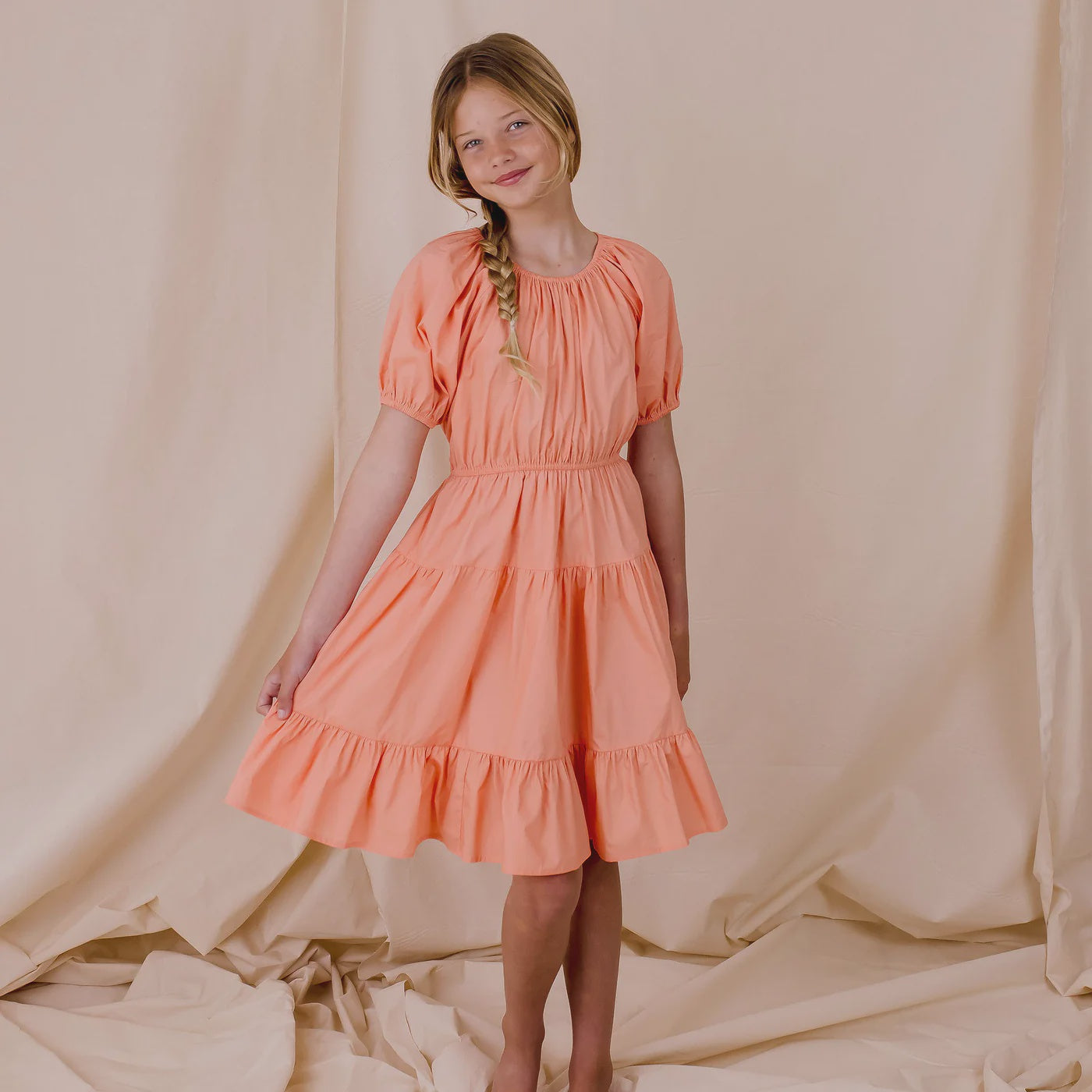 Designer Kidz | Lydia Tiered Cut-Out Dress - Peach