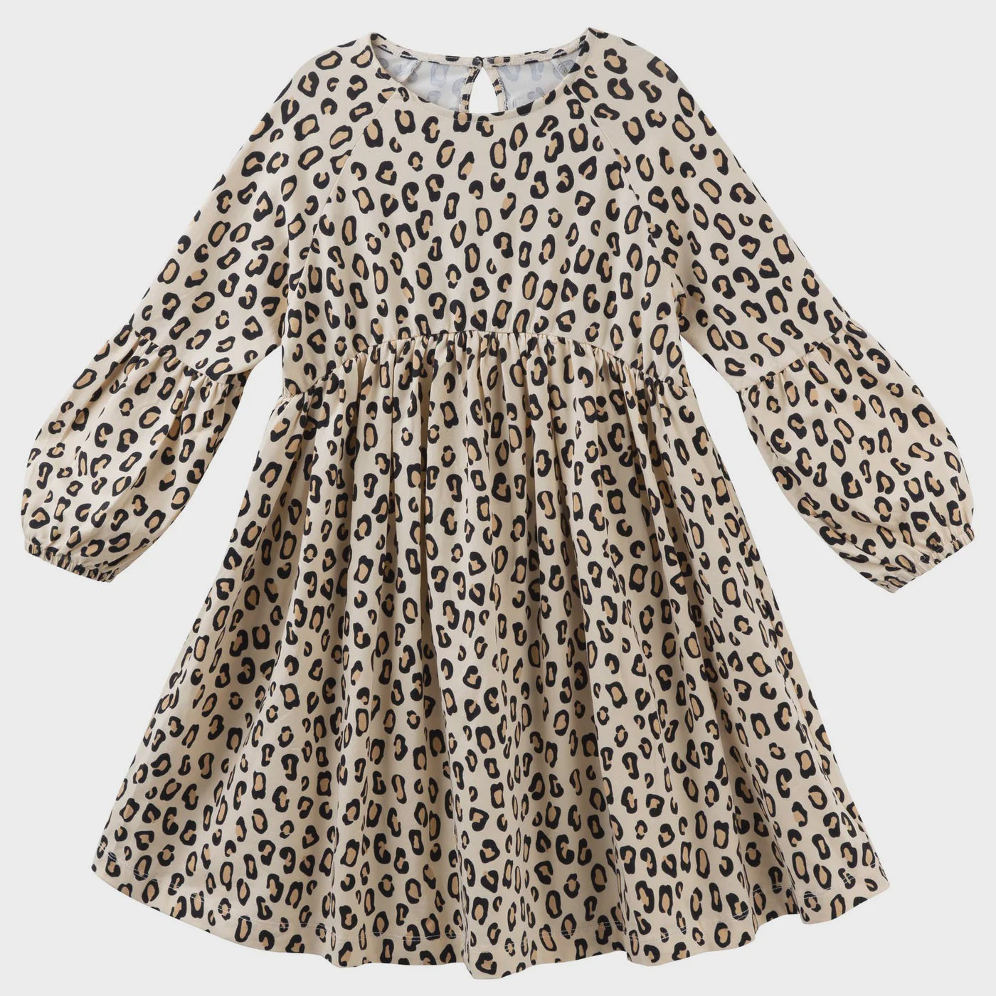 Leopard Print Poodle Long Sleeve Dress
