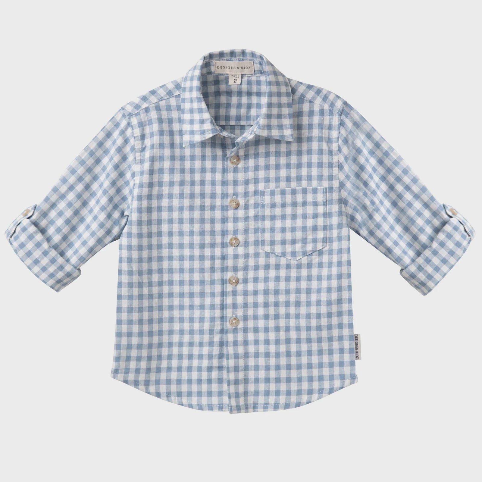 Designer Kidz | Oliver L/S Gingham Shirt - Blue