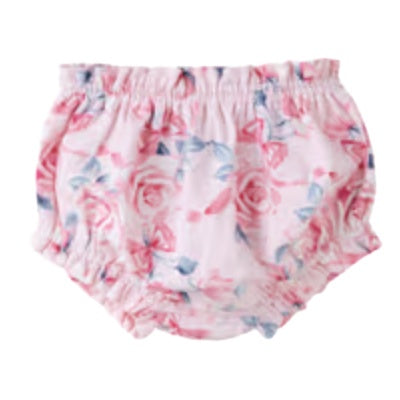 Rose Bow Frilly Baby Bloomers - Pink