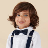 Designer Kidz | Finley/Toby Linen Bow Tie - (Navy)