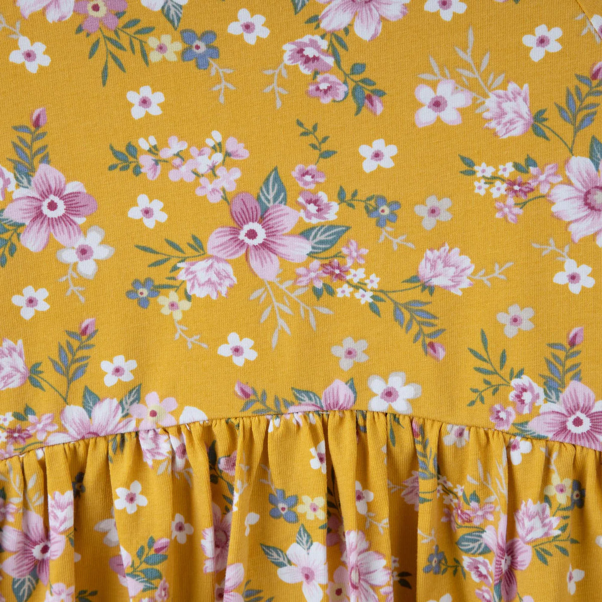 Millie Floral Poodle Long Sleeve Dress - Honey Gold